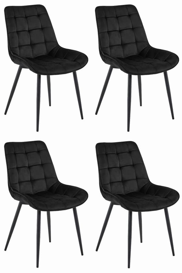 BERA stol - sort fløjl / sorte ben x 4