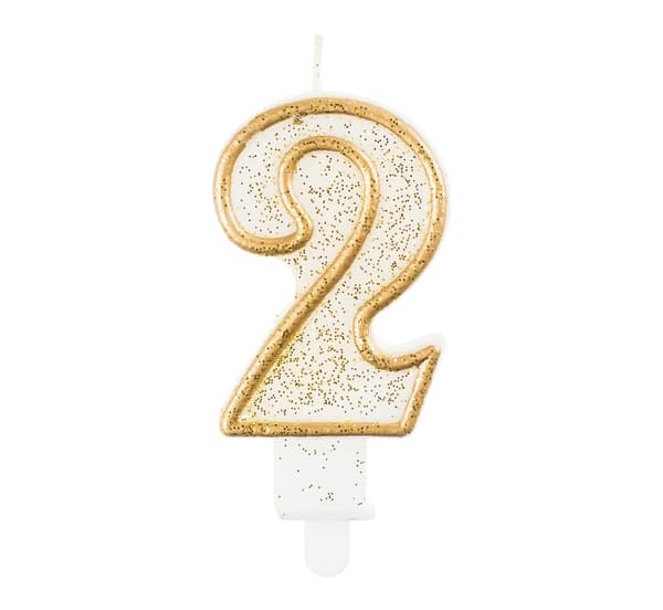 B&C ljus nummer 2 guldkontur 1-pack