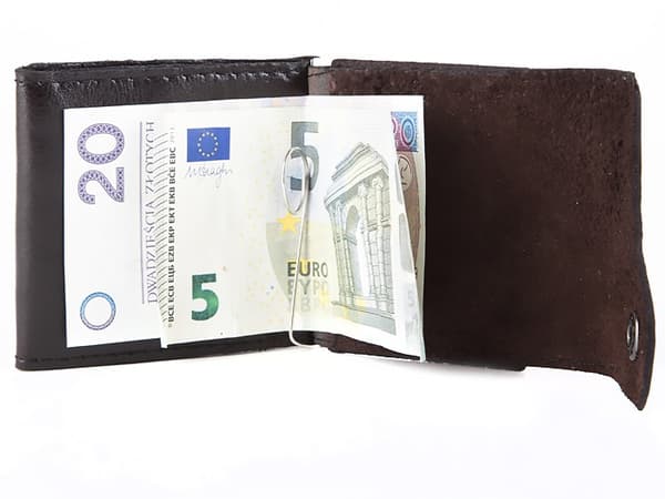 Brun Läderplånbok Liten Retro Slip-On Billfold G66