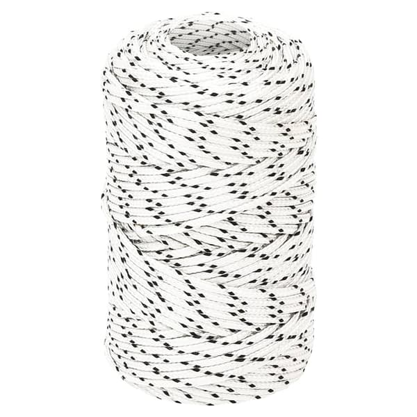 vidaXL Flätad segelrep, vit, 2 mm x 250 m, polyester