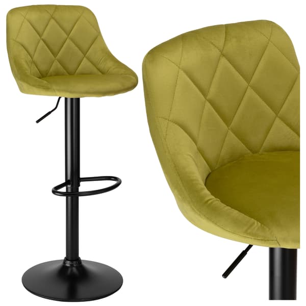 Cydro Sort Oliven Velour Barstol