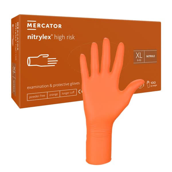 Mercator Nitrylex High Risk XL orange nitrilhandsker 100 stk.