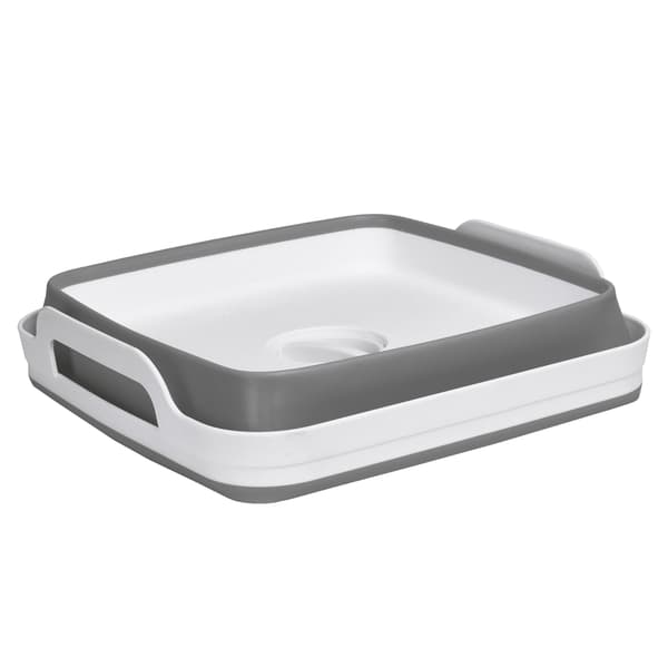 Hopfällbar toalettstol med avlopp, vit och grå, COMPACT