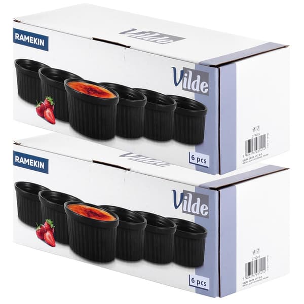 Bageskåle keramiske sorte 260 ml 12 stk.