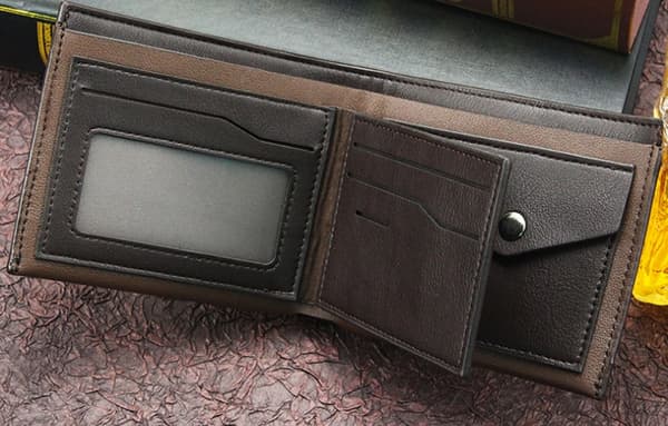 Herrplånbok i läder, brun, vikbar, elegant present, P56
