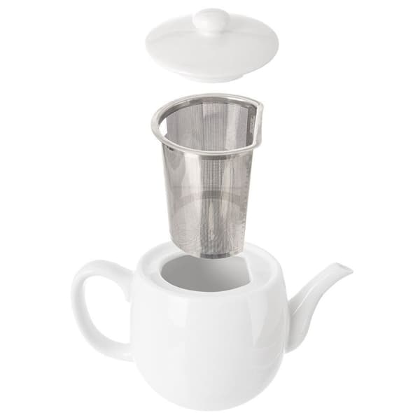Hvid porcelæns te-kande med infuser MONA 700 ml