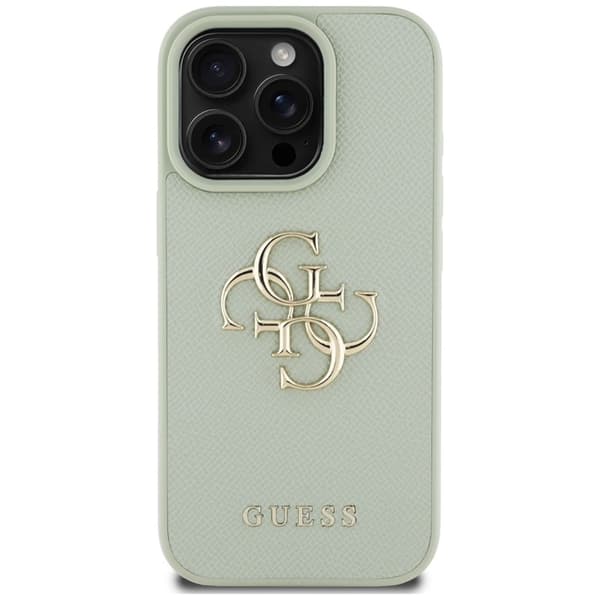 Guess Grained Big 4G Logo Small Classic Logo - Etui til iPhone 16 Pro (grøn)
