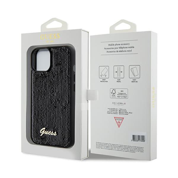 Guess Sequin Script Metal - iPhone 14 cover (sort)
