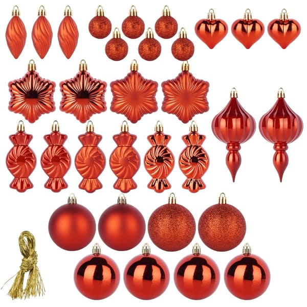 Obrytbara röda julbollar 3-11,5 cm 32 st