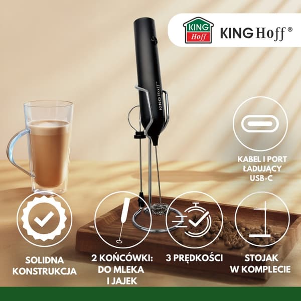 ELEKTRISK COCKTAILMIXER MJÖLKSKUMMARE KINGHOFF KH-2001