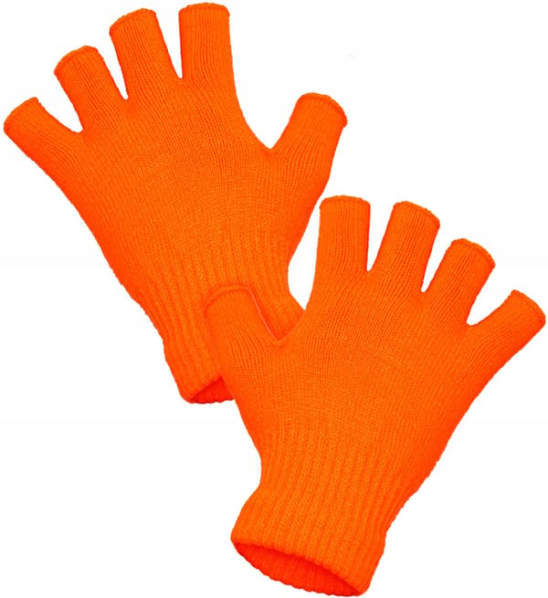 Fingerløse Handsker Korte Orange Neon Disco 80'er Karneval