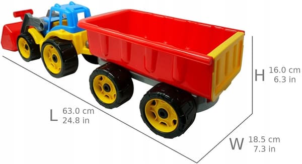 Stor traktor med släp och megagrävmaskin 64 cm 6221