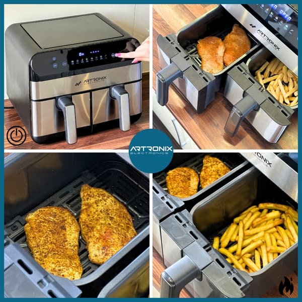 9L KAKSOISKAMPIOINEN ILMAKYPSENNIN - LCD, grilli, 2400W