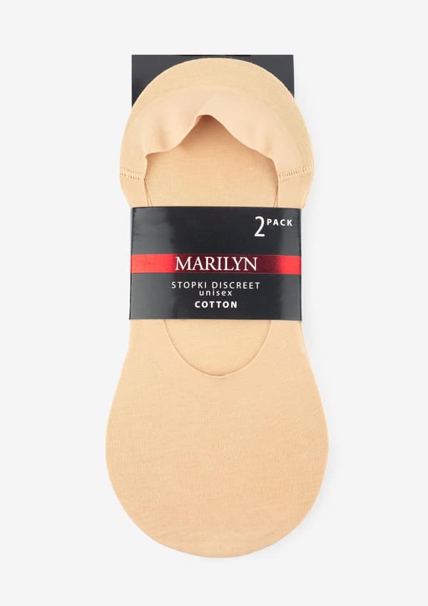 Släta beige ankelsockor unisex med silikon - Discreet 38/41