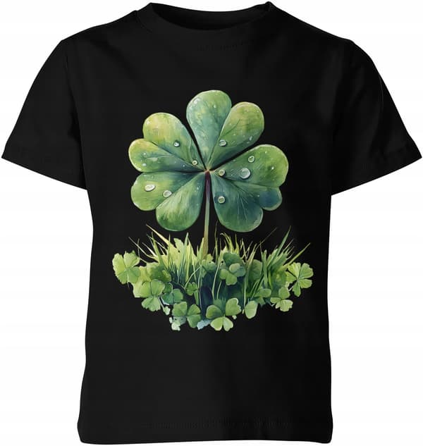 BARN-T-SHIRT KLÖVERVÄXT MED VÄXTMÖNSTER, BOMULL