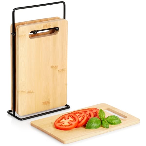 Bambu skärbrädor med stativ 22x14 cm 5 st