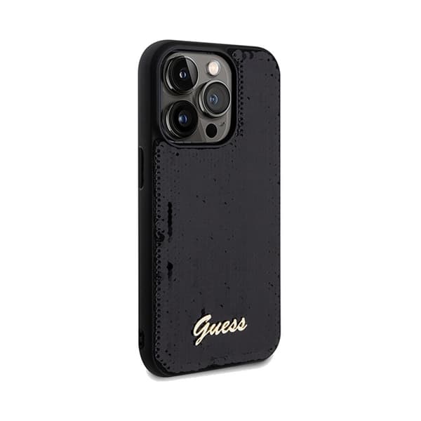 Guess Sequin Script Metal - iPhone 14 Pro Max -suojakuori (musta)