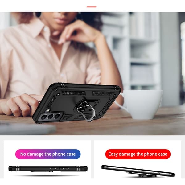 ETUI TIL SAMSUNG GALAXY S22 6,10" ARMOR SORT FORSTÆRKET RING SM-S901