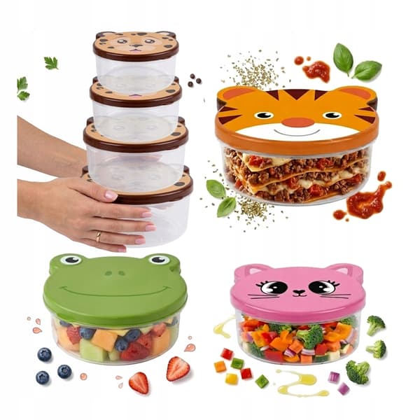 Matlåda för djurfoder, mix, 4 delar, för middag, lunchlåda