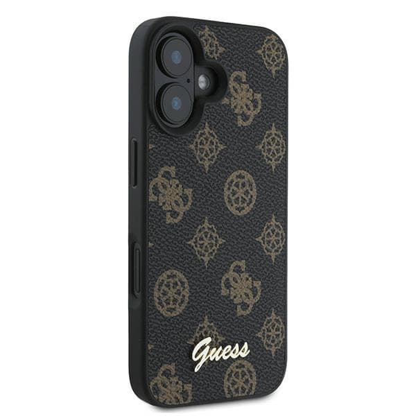 Guess GUHMP16MPGPYSK iPhone 16 Plus 6.7 musta/musta kovakuori PU Peony Script MagSafe