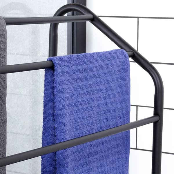 stående metal håndklædeholder sort