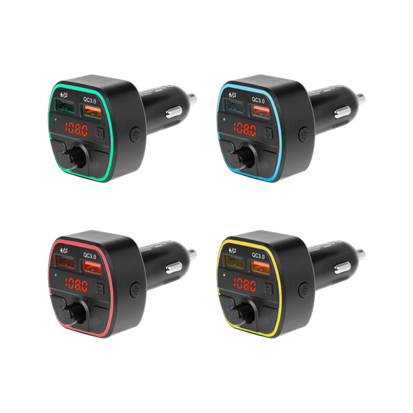 Bluetooth 5.0 sändare snabb laddare 2xUSB LED 12-24V Micro SD MP3