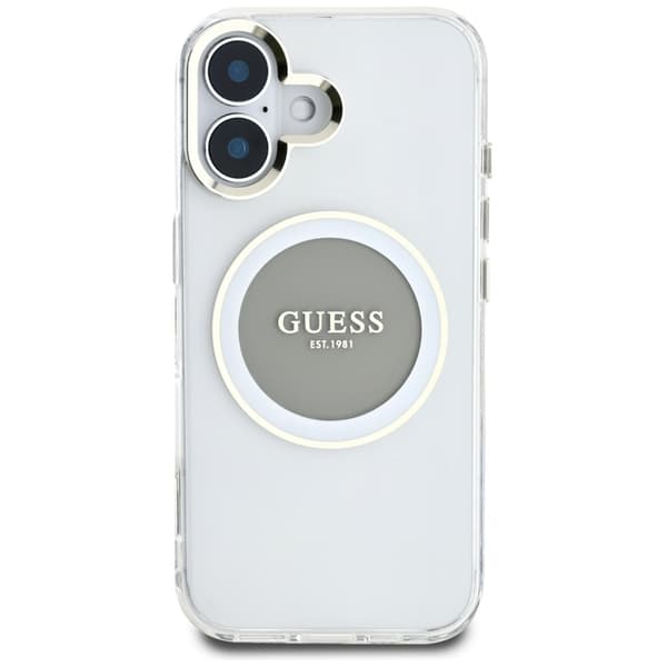 Guess IML Metal Colored Circle Classic Logo MagSafe - iPhone 16 -kotelo (harmaa)
