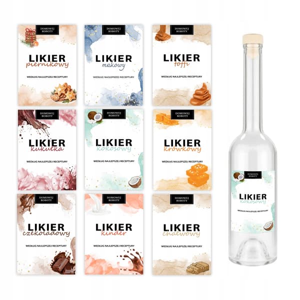 10x Hjemmelavede likøretiketter til flasker, gave
