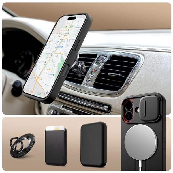 Tech-Protect Kevlar Aura MagSafe-etui til iPhone 17 - Sort