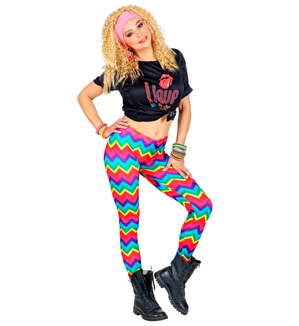Leggingsit Värikkäät Neon-Disco 90s S/M