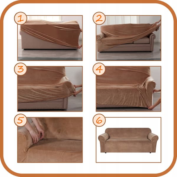 Överdrag för stol soffa 1-sitsig velour elastisk TESS beige