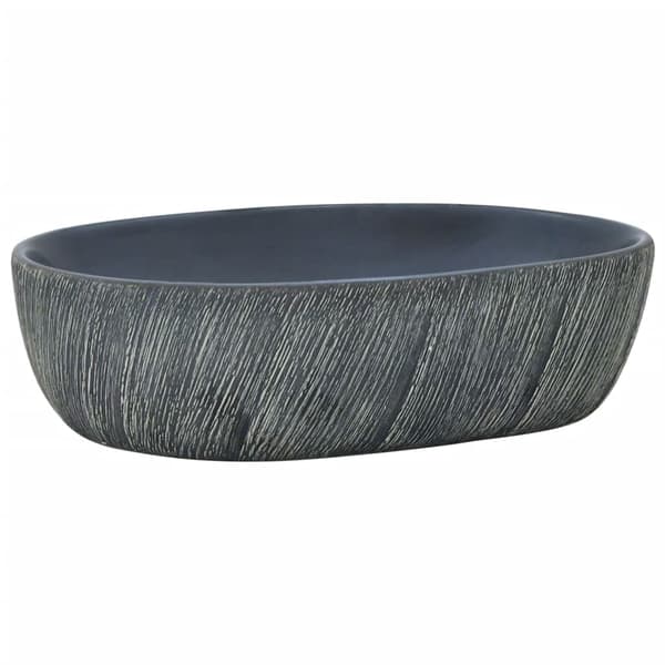 vidaXL bordvask sort og grå oval 47x33x13 cm
