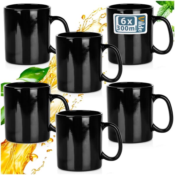 Mustat lasiset kupit 300 ml 6 kpl