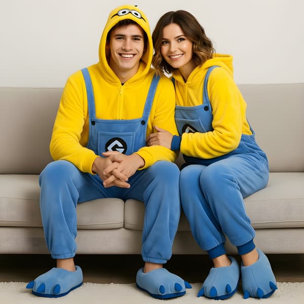 Kigurumi-pyjamas Minion-kostym M 155-165cm