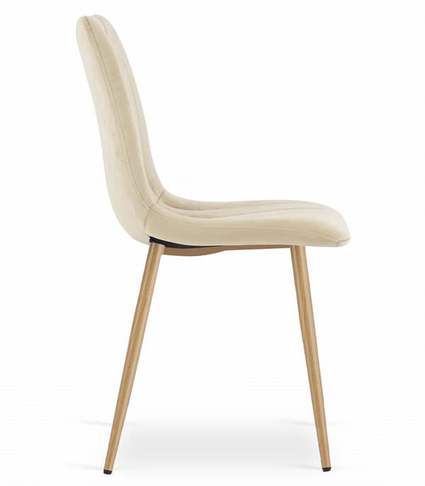 LAVA stol - lys beige fløjl / træfarvede ben x 2
