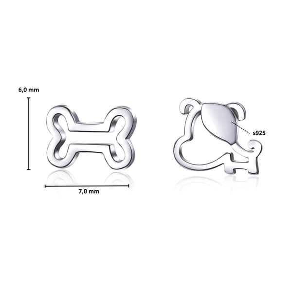 Silverörhängen med hundstift och tärningar, silver 925