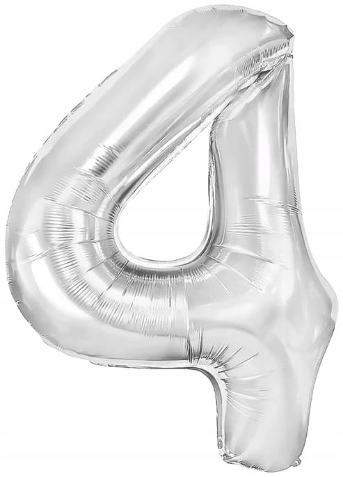Folieballong nummer 4 FYRA silver 100 cm, 1 st.