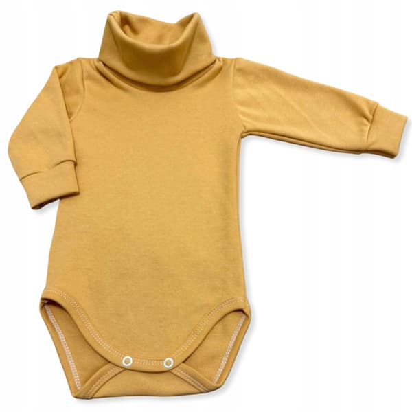 Body med turtleneck 68 spädbarn långärmad sennep