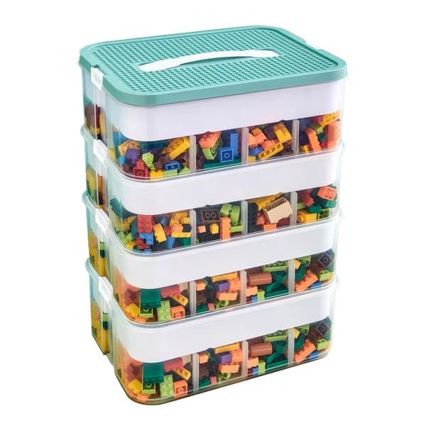 Neljäkerroksinen laatikko LEGO-leluille