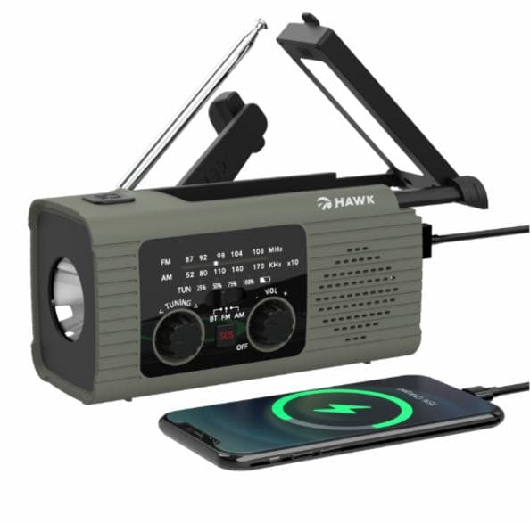 HAWK Expedition R10 HWRDI410GN Solcelleradio Dynamo Krank Grøn og Sort