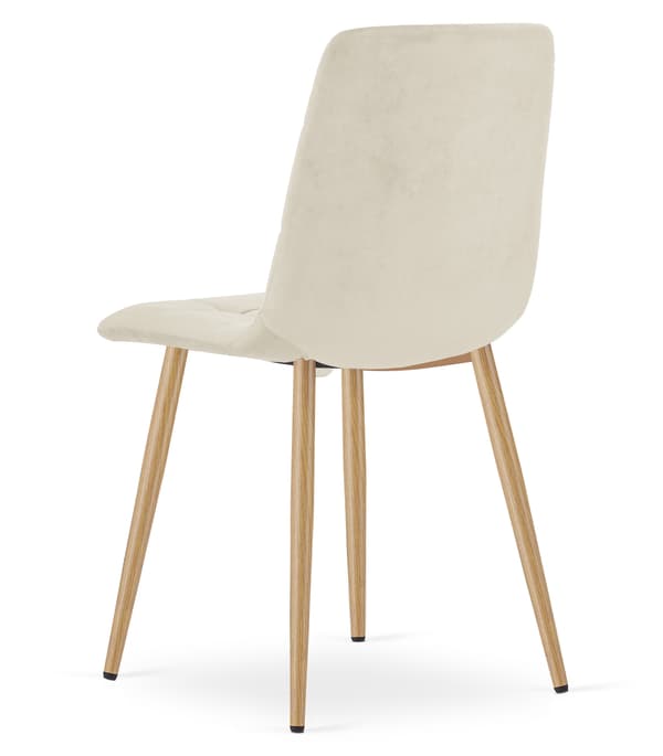 KARA stol - ljusbeige sammet / träfärgade ben x 2