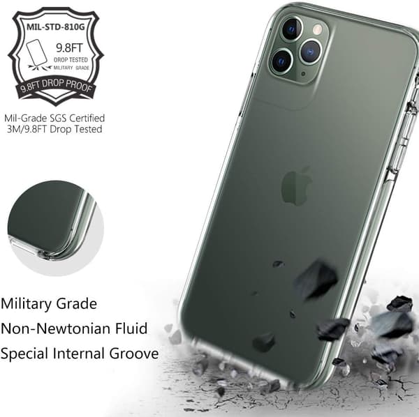 ETUI TIL APPLE IPHONE 11 PRO MAX SILIKONE KLAR + GRØNNE SIDER A2161