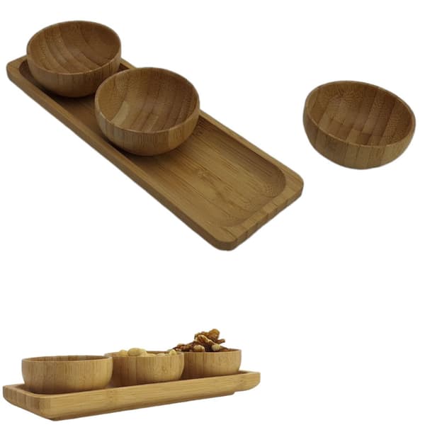SKÅLAR FÖR SÅS, DIP, NÖTTER, SNACKS, 3-PACK BAMBUS