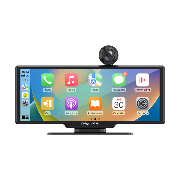 Multimediestation 9 tommer med Android Auto, Apple CarPlay, DVR og bakkamera