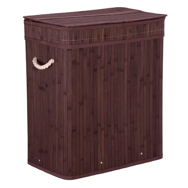 Bambuinen pyykkikori kannella 100L wenge