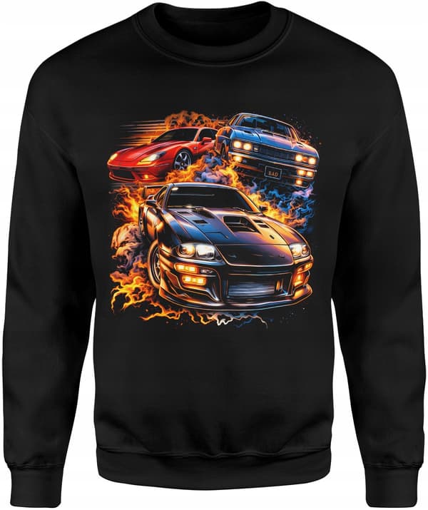 Herr sportbilströja med tryck auto tuning fire fast fury large