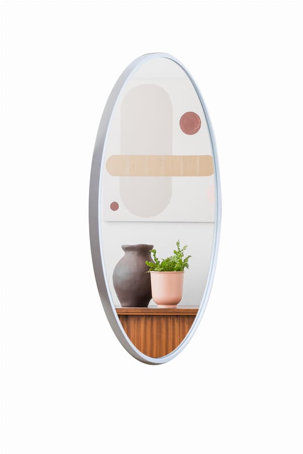 Rundt spejl 70 cm, MDF-ramme, hvid
