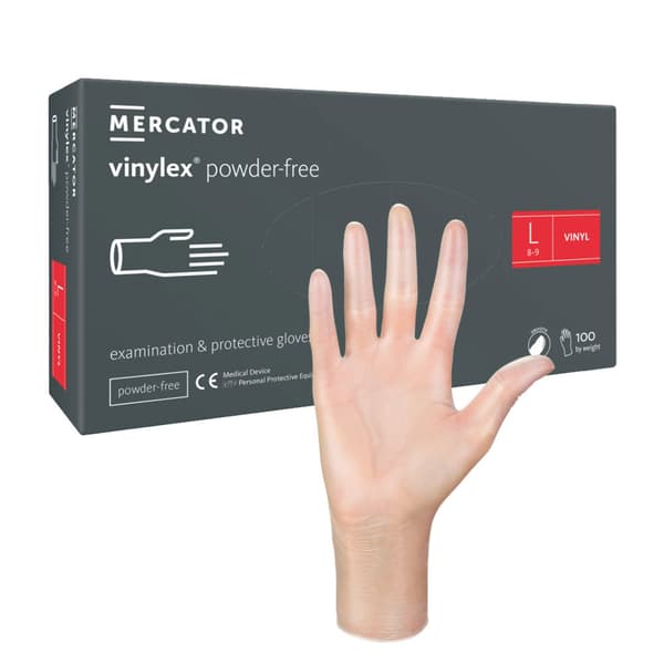 Mercator Vinylex puderfria vinylhandskar L transparenta 100 st