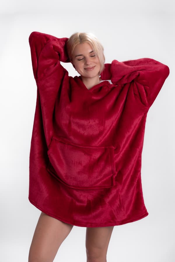 Kocobluse tæppe sweatshirt blød stor oversize tyk varm hætte gave 2i1