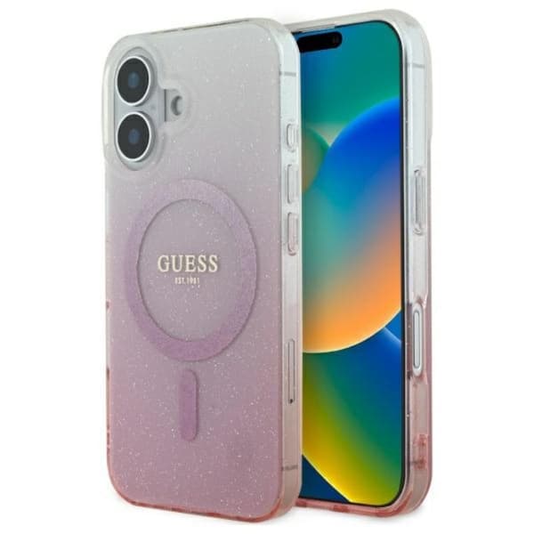 Guess IML Glitter Gradient MagSafe - iPhone 16 cover (lyserød)